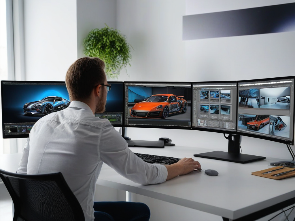 Designer working on vehicle wrap design